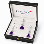 10K Gold Amethyst Diamond Pendant Set