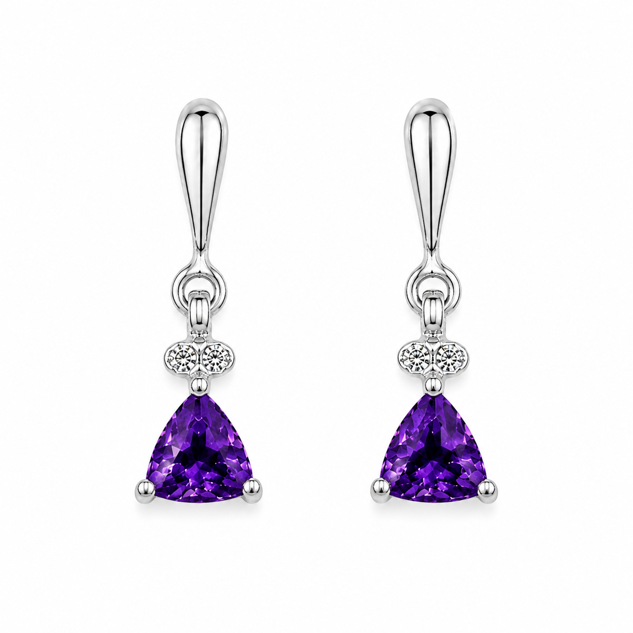 10K Gold Amethyst Diamond Pendant Set
