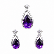 Natural Amethyst Gemstone 10K Gold Set