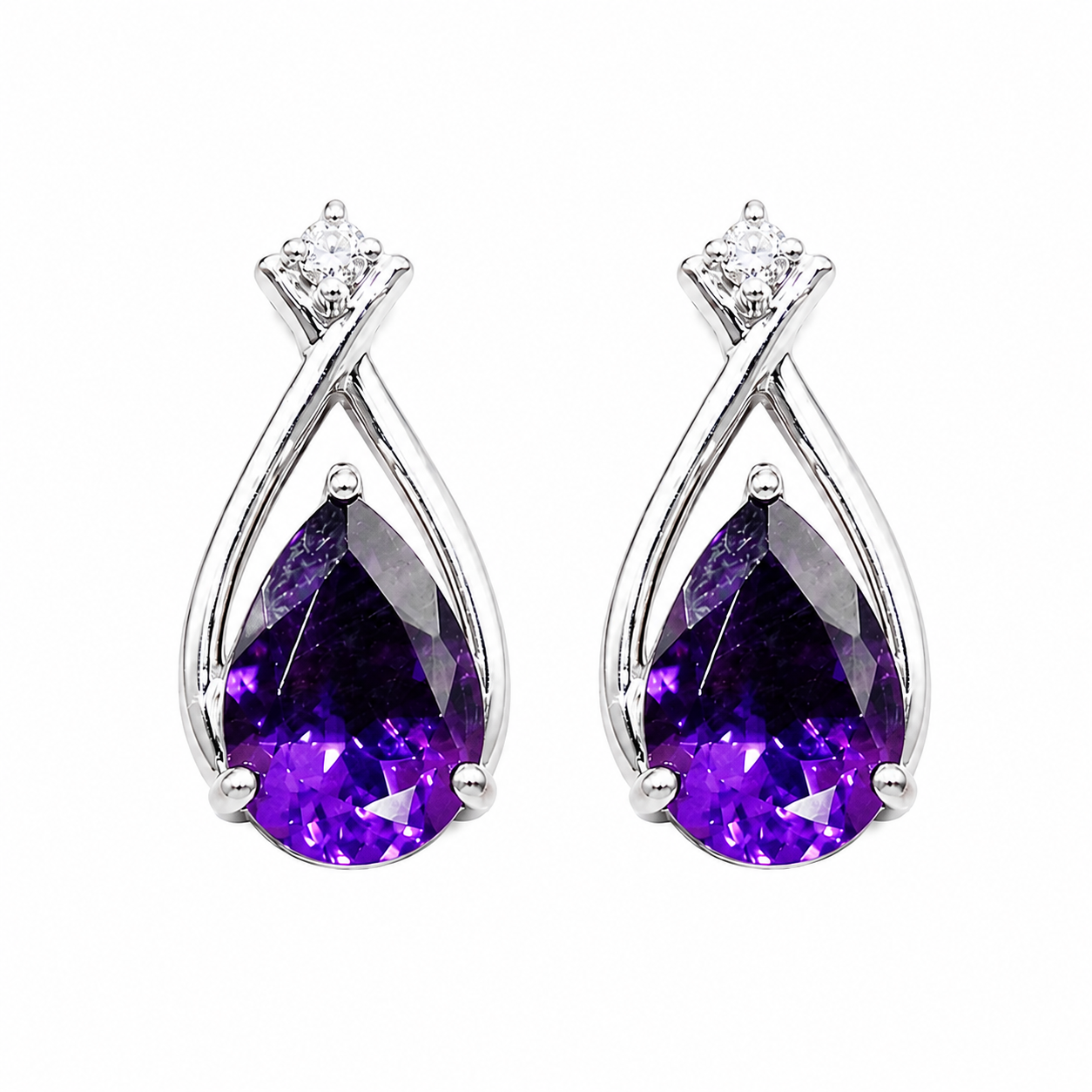 Natural Amethyst Gemstone 10K Gold Set