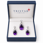 Natural Amethyst Gemstone 10K Gold Set