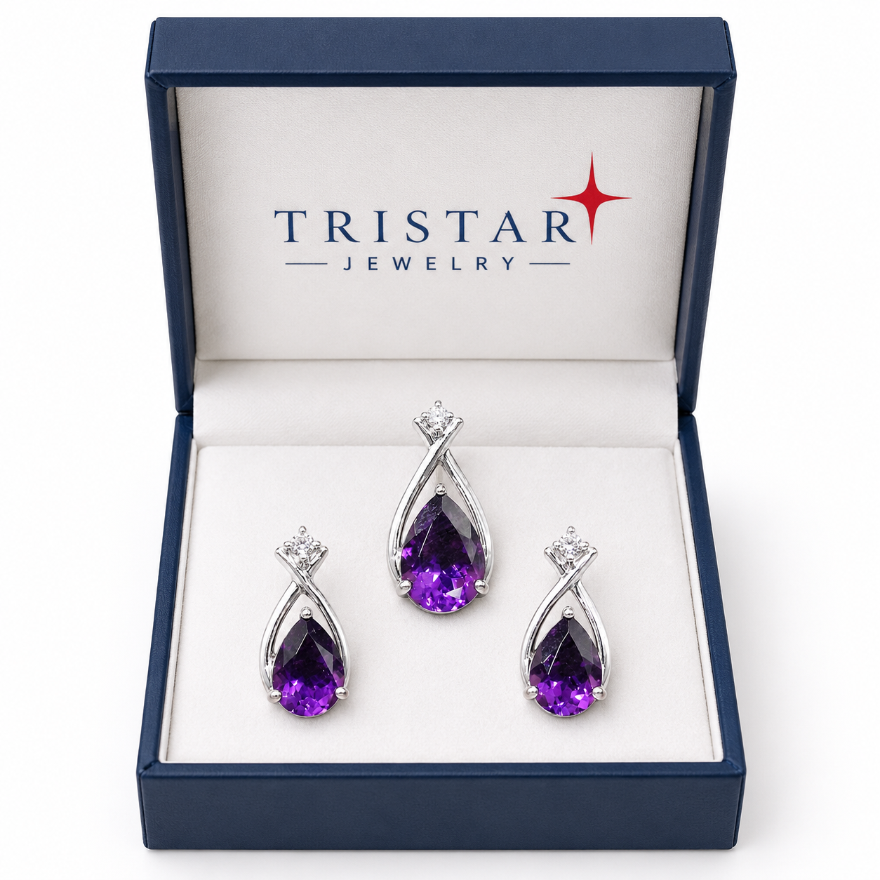 Natural Amethyst Gemstone 10K Gold Set