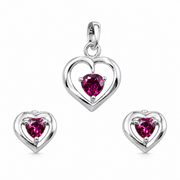 White Gold Heart Pendant Set