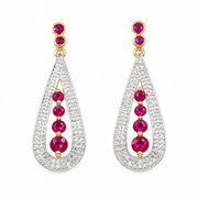 18K Gold Ruby Diamond Earrings