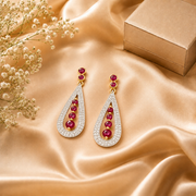 18K Gold Ruby Diamond Earrings