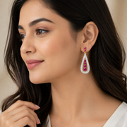 18K Gold Ruby Diamond Earrings