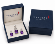 Gold Amethyst Diamond Pendant Set