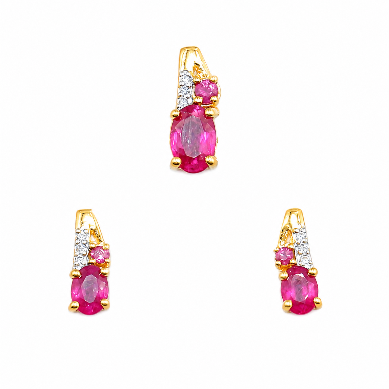 Natural Ruby & Diamond Jewelry Set
