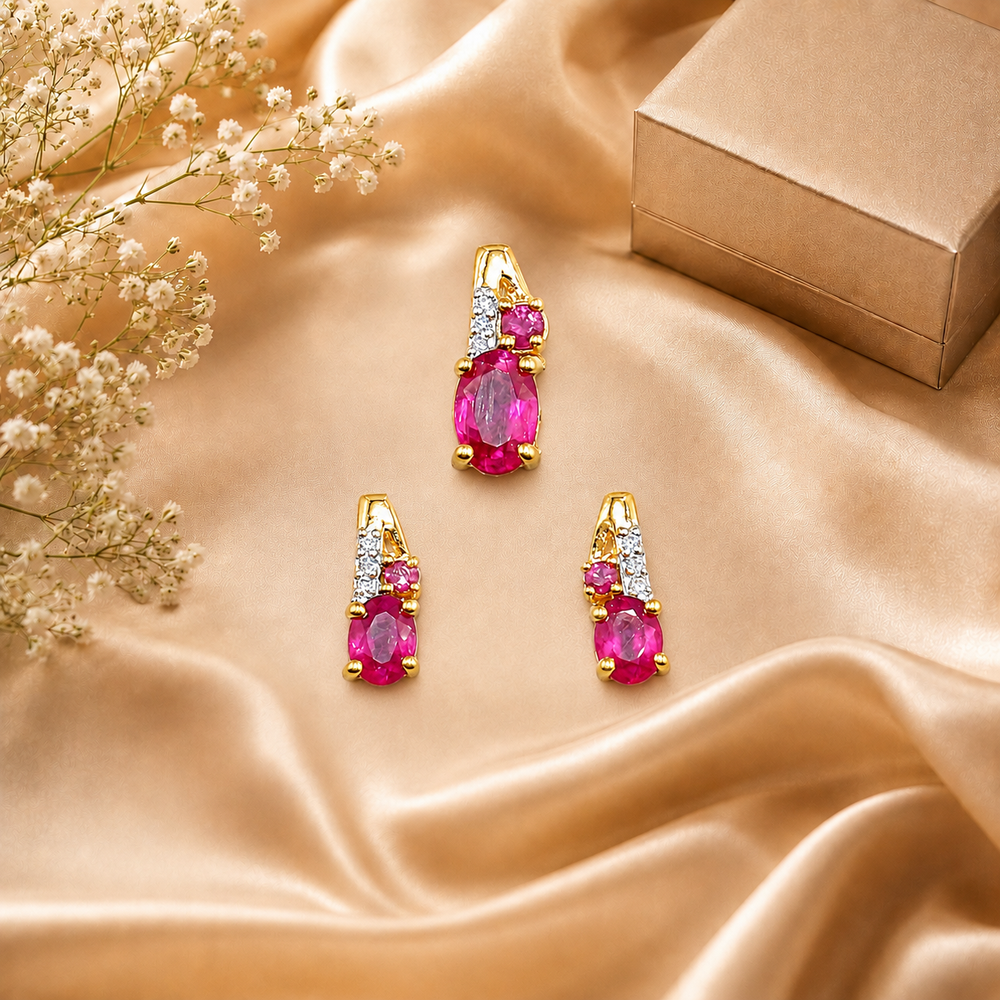 Natural Ruby & Diamond Jewelry Set