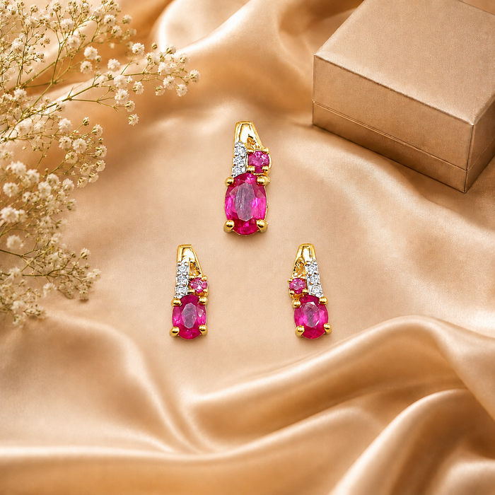 Natural Ruby & Diamond Jewelry Set