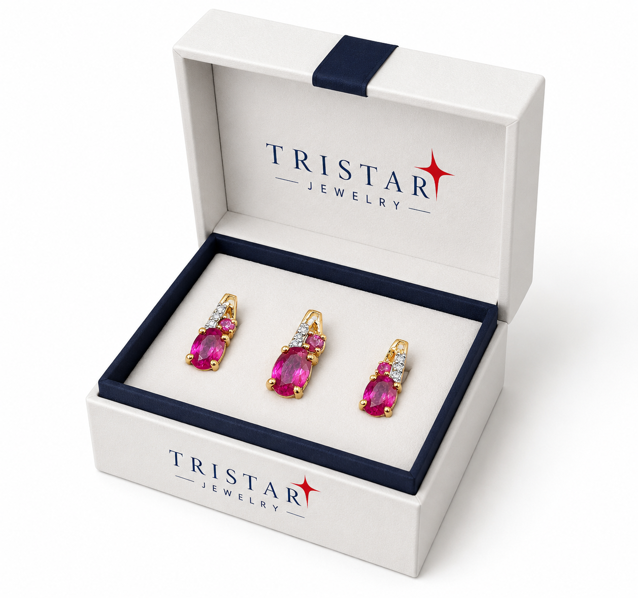 Natural Ruby & Diamond Jewelry Set