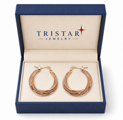 18k Rose Gold 2 Tone Hoop Earrings