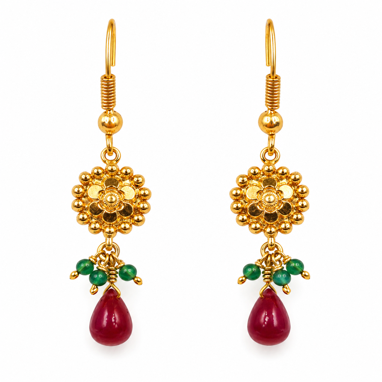 22K Handmade Luxury Traditional Gold Earrings