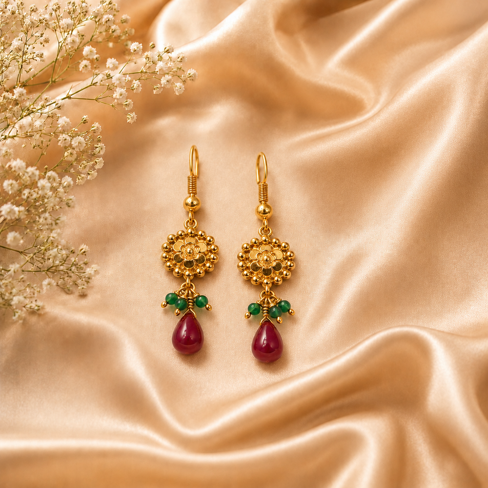 22K Handmade Luxury Traditional Gold Earrings