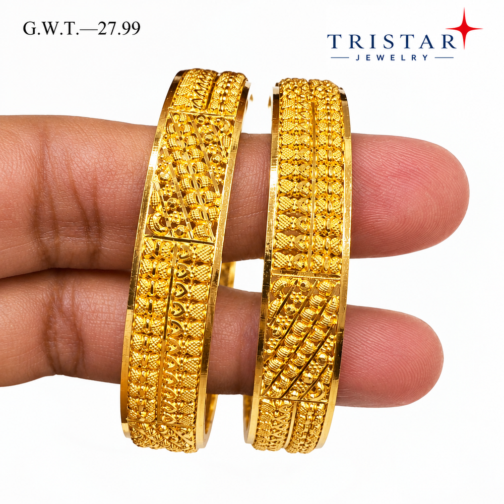 22K Gold Intricate Filigree Designer Bangles