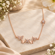 Silver Rose Gold Butterfly Necklace