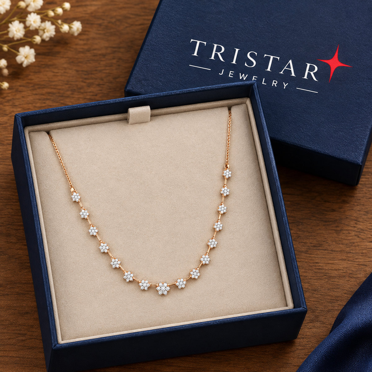 14K Rose Gold Lab-Grown Diamond Floral Necklace