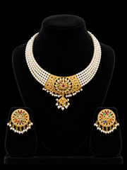 14K Gold Pearl Multicolor Bridal Necklace Set