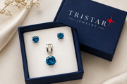 Blue Topaz Sterling Silver Jewelry Set
