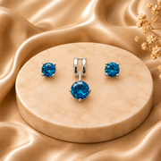 Blue Topaz Sterling Silver Jewelry Set