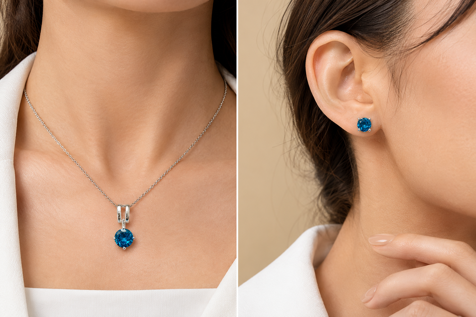 Blue Topaz Sterling Silver Jewelry Set