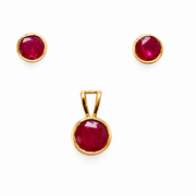Ruby Elegance Sterling Silver Jewelry Set