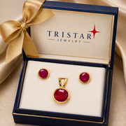 Ruby Elegance Sterling Silver Jewelry Set