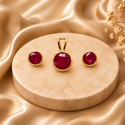 Ruby Elegance Sterling Silver Jewelry Set