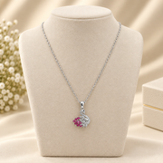 Silver Pink Swan Chain Necklace