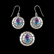 Luxury Silver Amethyst & Blue Topaz Jewelry Set