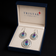 Luxury Silver Amethyst & Blue Topaz Jewelry Set