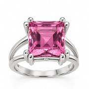 Pink Corundum Silver Statement Ring