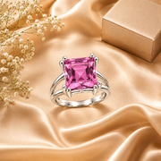 Pink Corundum Silver Statement Ring