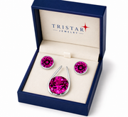 Elegant Silver Pink Corundum Jewelry Set