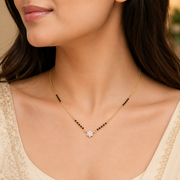 92.5 Silver Flower Gold Plated Mangalsutra