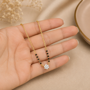 92.5 Silver Flower Gold Plated Mangalsutra