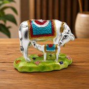 Silver Cow And Calf Figurine Idol