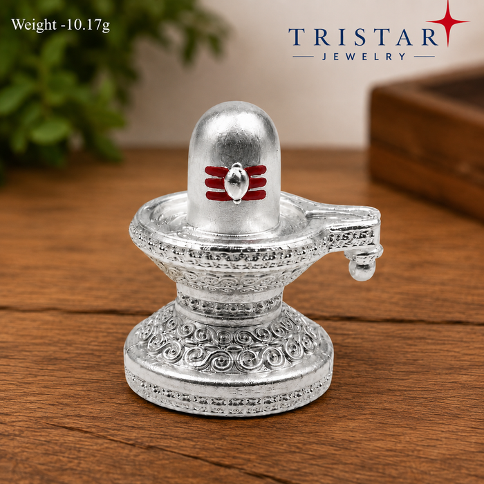 Silver Shivling Design Puja Idol