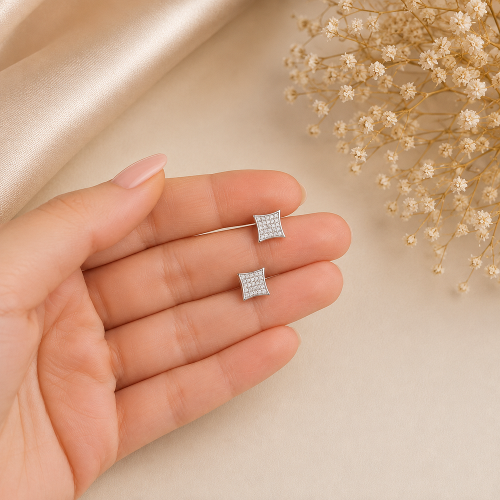 Silver Unisex Ear Studs
