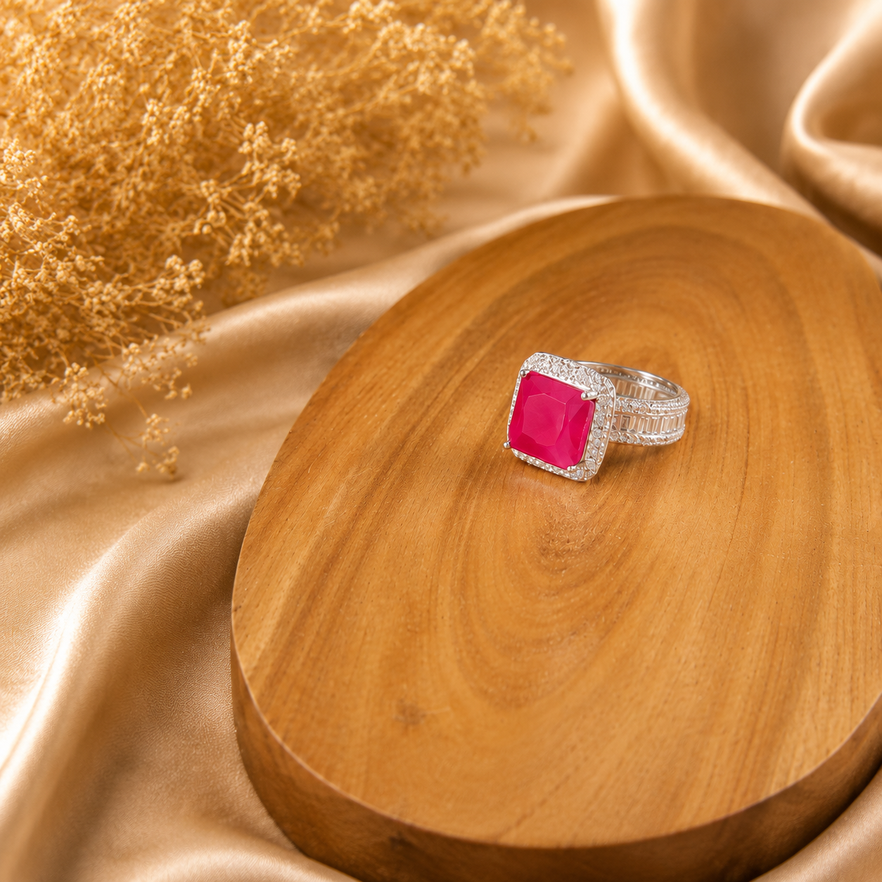 Red Gemstone Cocktail Ring