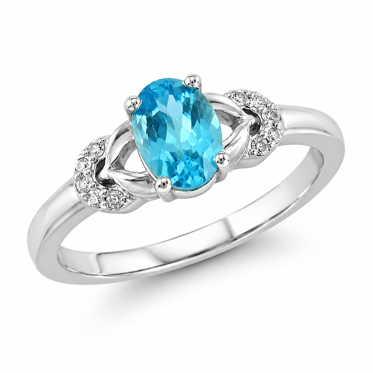 10K Gold Blue Topaz & Diamond Ring