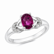 10K Gold Natural Rhodolite Garnet & Diamond Ring