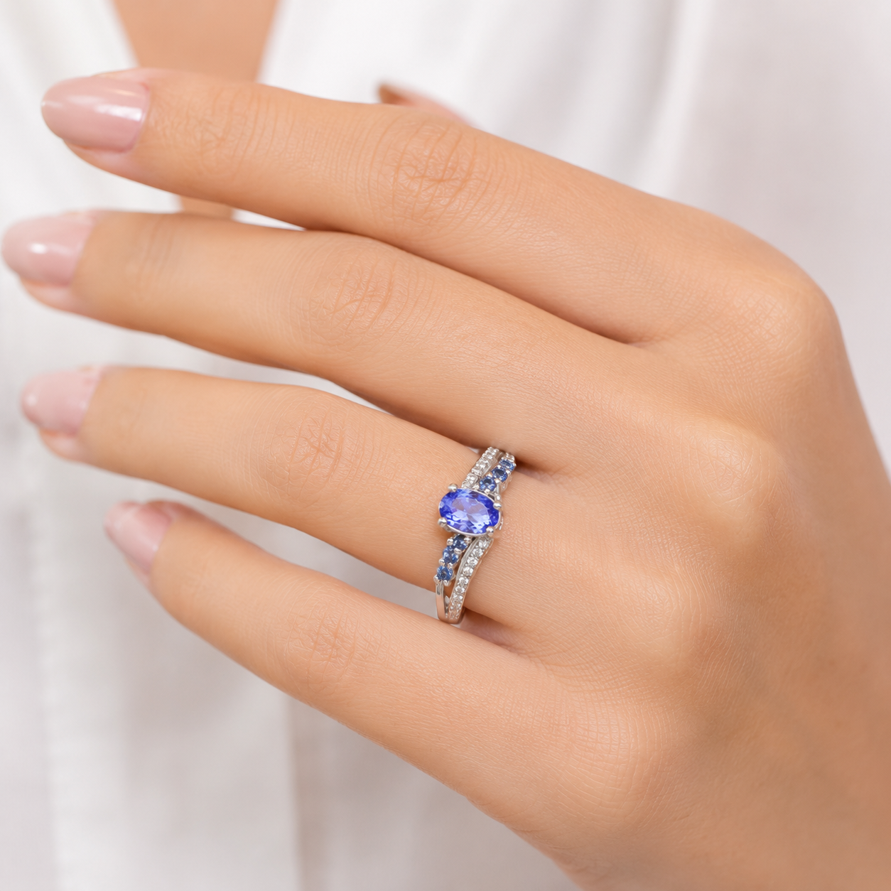 White Gold Tanzanite Diamond Ring