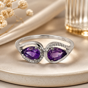 10K Gold Natural Amethyst & Diamond Ring