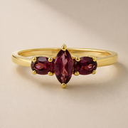 10K Gold Three-Stone Gemstone Ring