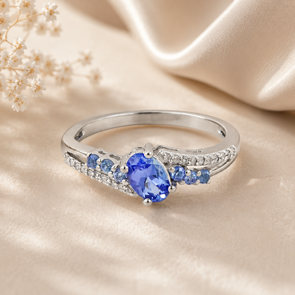 White Gold Tanzanite Diamond Ring