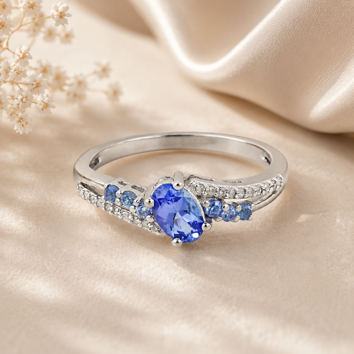 White Gold Tanzanite Diamond Ring