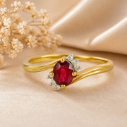 10K Gold Natural Ruby Diamond Ring