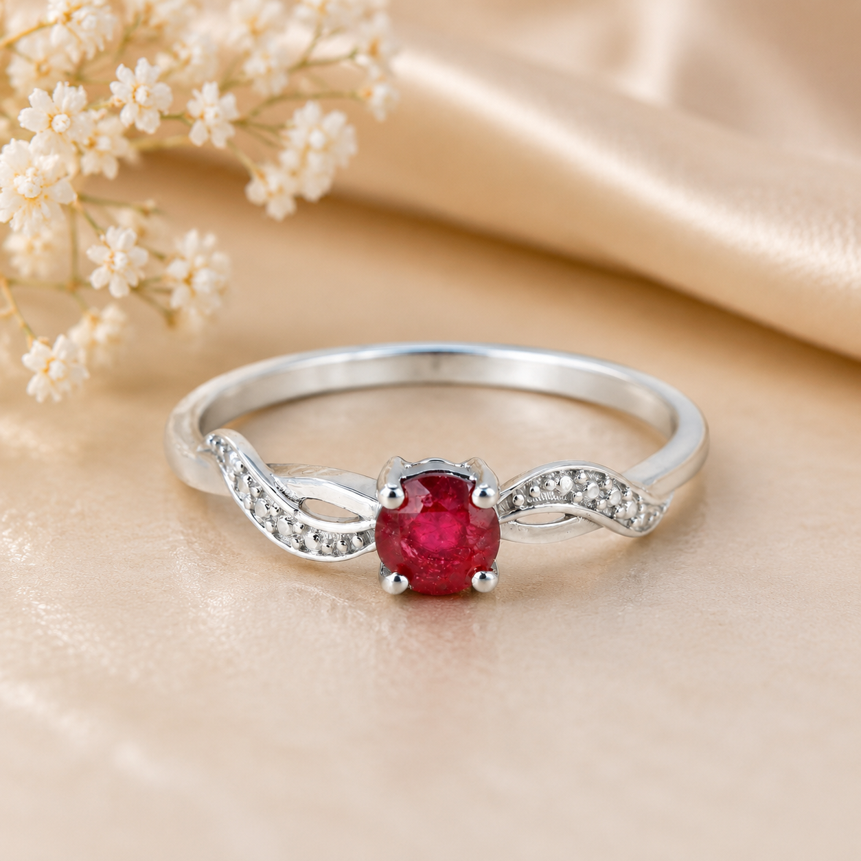 Gold Natural Ruby Diamond Ring