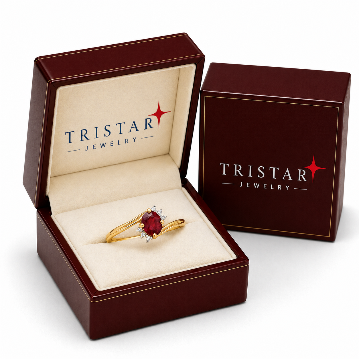 10K Gold Natural Ruby Diamond Ring